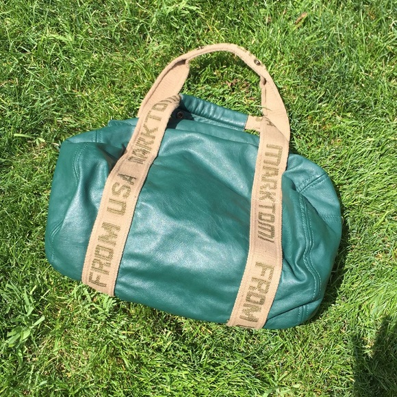 Marktomi Green Leather and Burlap Bag - Picture 2 of 4